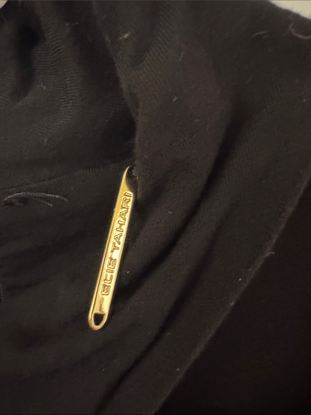 Elie Tahari Black Top with Gold Logo Tag